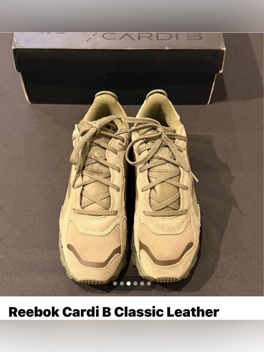 Reebok Cardi B Classic Leather Sneakers - Olive Green